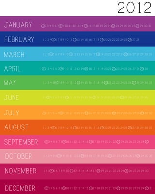 Year Calendar Project 2012