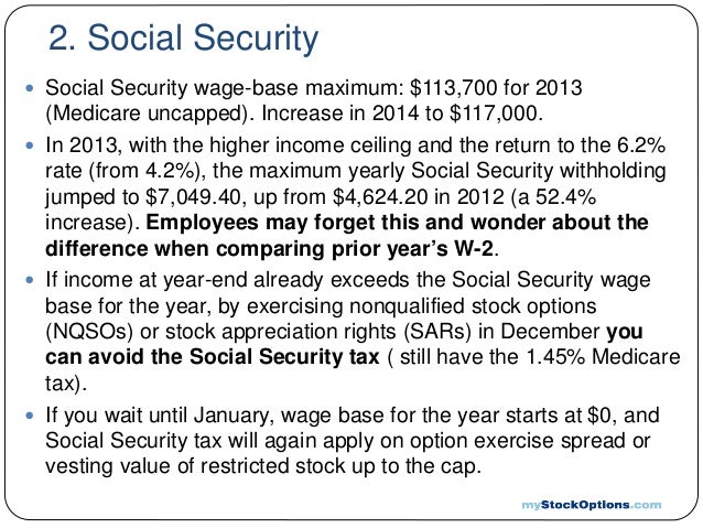 Stock options and social security
