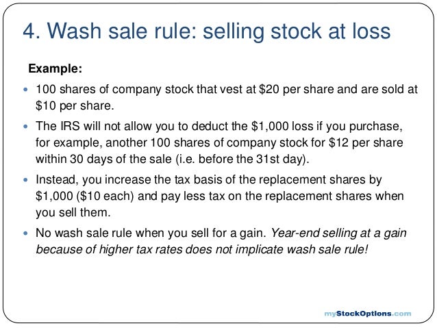 Wash sale employee stock options