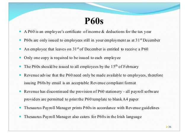 Copy Of P60 >> Year End Process - Thesaurus Payroll Manager Copy Of P60 >> Year End Process - Thesaurus Payroll Manager