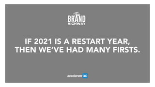 IF 2021 IS A RESTART YEAR,
THEN WE’VE HAD MANY FIRSTS.
 