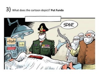 3) What does the cartoon depict? Put Funda
 