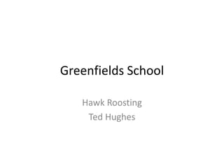 Greenfields School Hawk Roosting Ted Hughes 