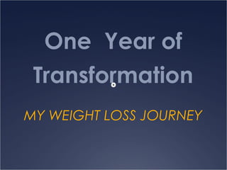 One Year of
Transformation
MY WEIGHT LOSS JOURNEY
 