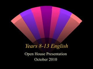 Years 8-13 English Open House Presentation October 2010 