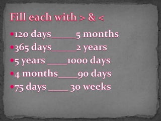 Years months and days model presentation (semester 7)