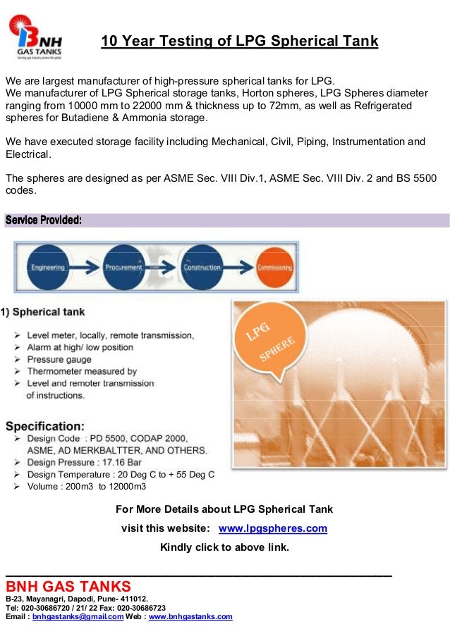 Year Testing of LPG Spherical Tank
