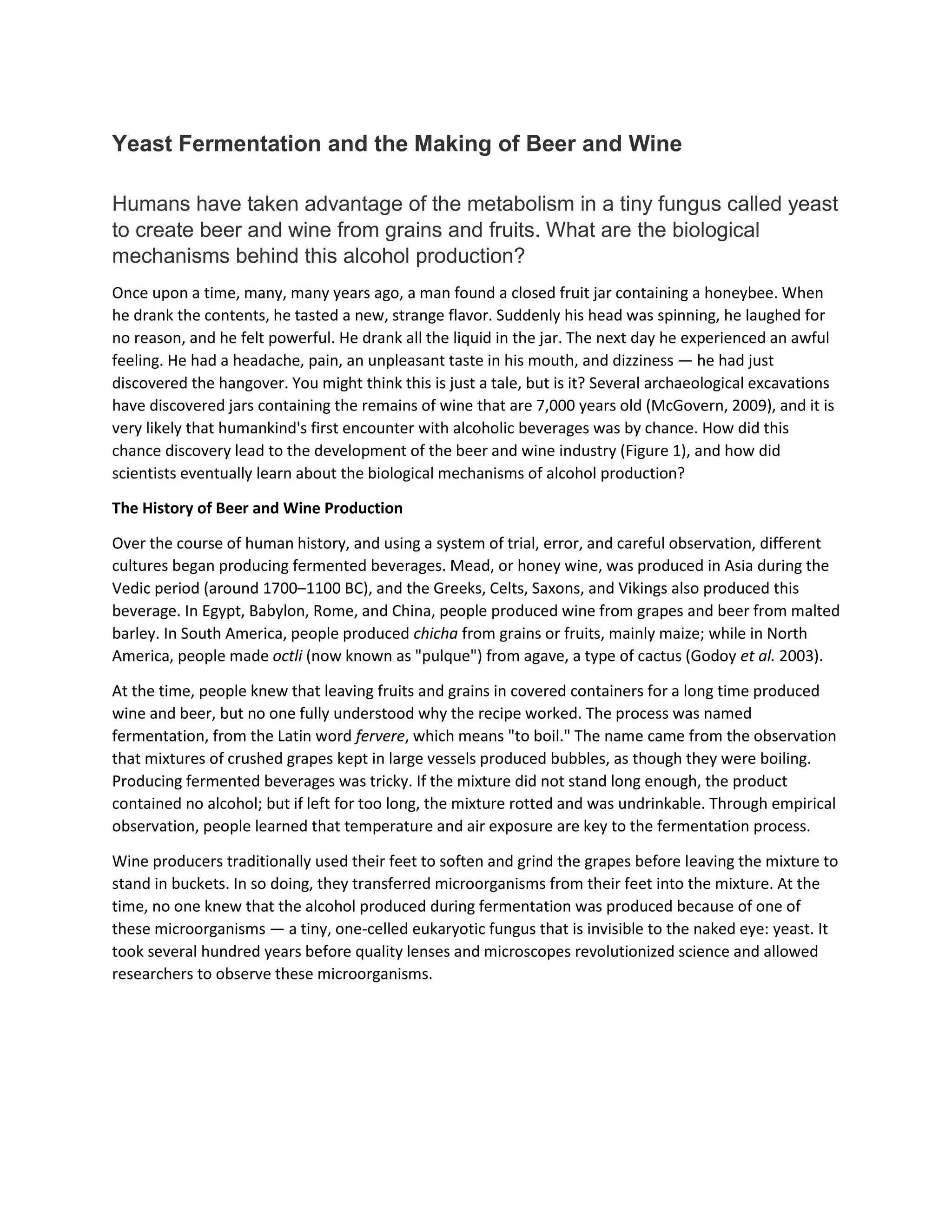 Yeast Fermentation and the Making of Beer and Wine.docx