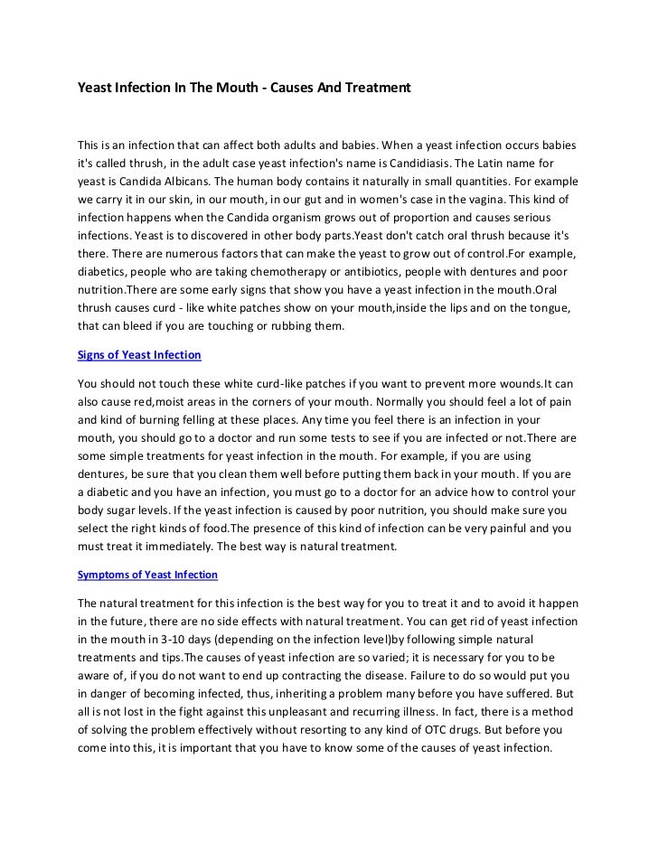 Yeast Infection In The Mouth Causes And Treatment