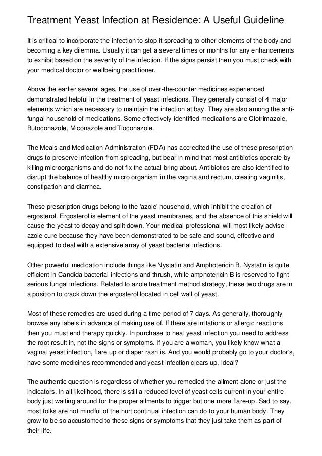 Treatment Yeast Infection at Residence A Useful Guideline