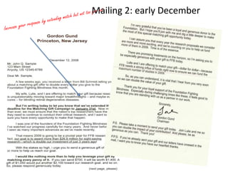     Mailing 2: early DecemberIncrease your response by extending match but not too far out