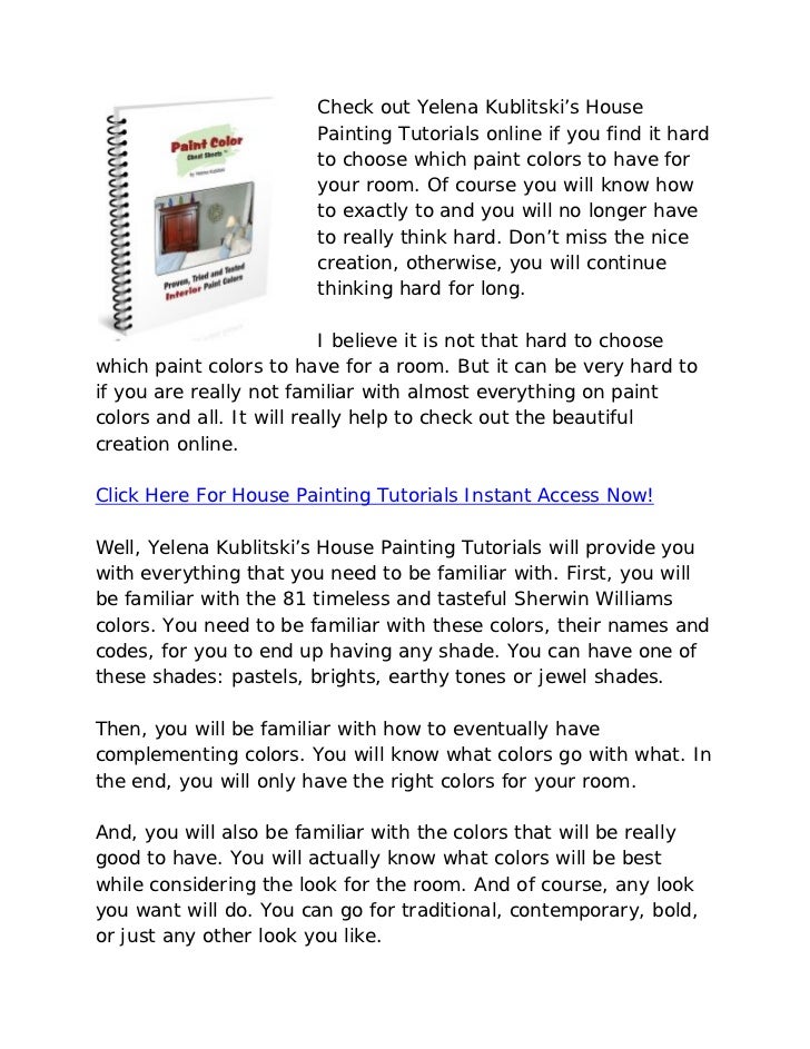 Yelena Kublitski House Painting Tutorials Paint Color For The Room