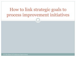 (C) The School of Continuous Improvement
4
How to link strategic goals to
process improvement initiatives
 