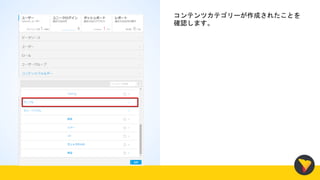 コンテンツカテゴリーが作成されたことを
確認します。
 