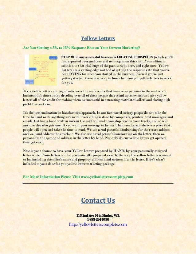 yellow letters complete real estate investor marketing