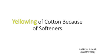 of Cotton Because
of Softeners
LABEESH KUMAR
(2015TTF2388)
 
