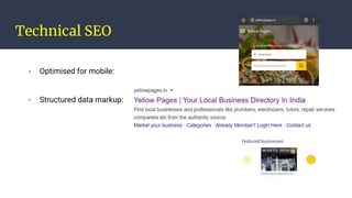 Technical SEO
- Optimised for mobile:
- Structured data markup:
 