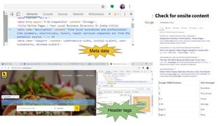 Meta data
Header tags
 