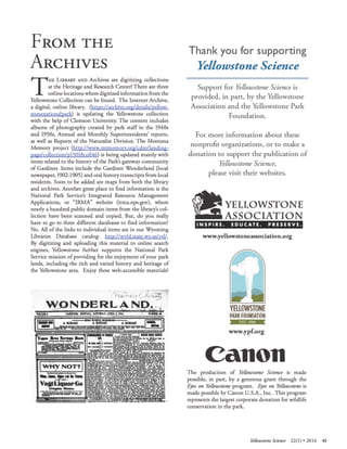 Yellowstone Science Volume 22