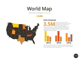 110
World Map
Click Here To Change Your Subtitle
2015
2014
2013
DATA DIAGRAM
3.5M
Lorem ipsum dolor sit amet,
consectetur adipiscing elit, sed do
eiusmod tempor incididunt ut
labore et dolore magna
Lorem ipsum dolor sit amet, consectetur adipiscing elit,
sed do eiusmod tempor incididunt ut labore et dolore
magna aliqua. U t enim ad minim veniam, quis nostrud
exercitation ullamco laboris
Lorem ipsum dolor sit amet, consectetur adipiscing elit, sed do
eiusmod tempor incididunt ut labore et dolore magna aliqua. U
t enim ad minim veniam, quis nostrud
 