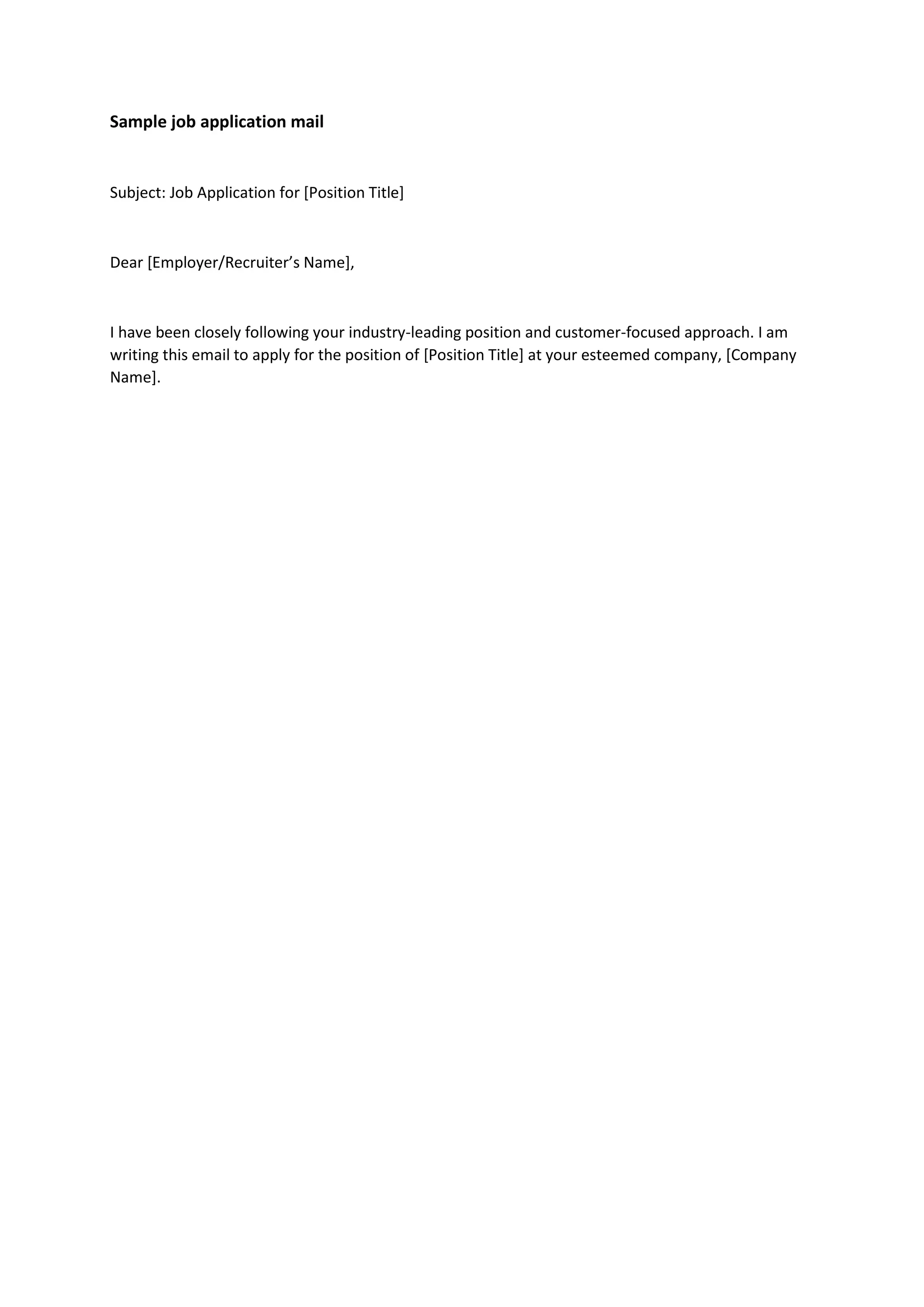 Sample job application mail | DOCX