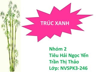 TRÚC XANH
Nhóm 2
Tiêu Hải Ngọc Yến
Trần Thị Thảo
Lớp: NVSPK3-246
 