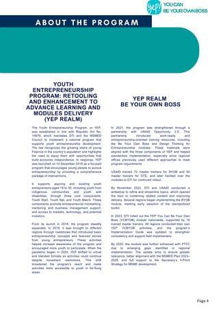 Yep Program Dti Empowering Youth Entrepreneurs: Be Your Own Boss Program Guide | PDF
