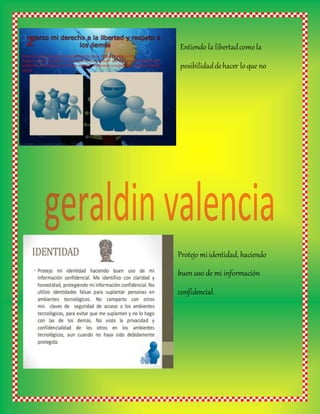 Entiendo la libertadcomola
posibilidaddehacer loque no
Protejo miidentidad, haciendo
buen uso de mi información
confidencial.