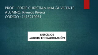 PROF. : EDDIE CHRISTIAN MALCA VICENTE
ALUMNO: Riveros Rivera
CODIGO : 1415210051
 