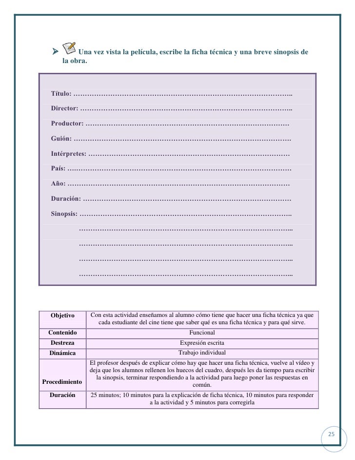 Resultado de imagen de ficha para trabajar una pelicula