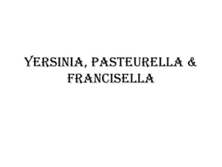 Yersinia, pasteurella &
francisella
 