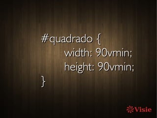 #quadrado {#quadrado {
width: 90vmin;width: 90vmin;
height: 90vmin;height: 90vmin;
}}
 