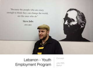 Lebanon - Youth
Employment Program
Concept

July 25th

Beirut
 