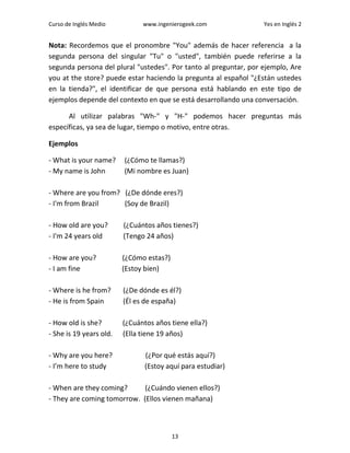 Yes en ingles 2, Ingles Medio.- Curso de Ingles con explicaciones ...