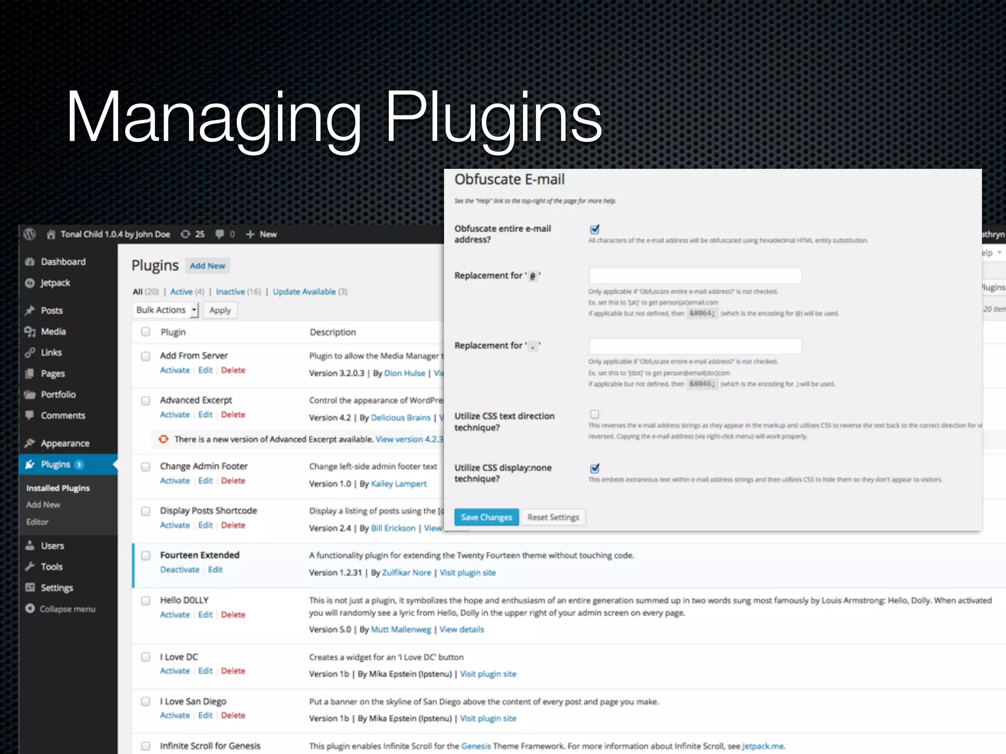 Managing Plugins
 