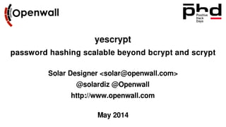 Yescrypt – Password Hashing Beyond Bcrypt and Scrypt