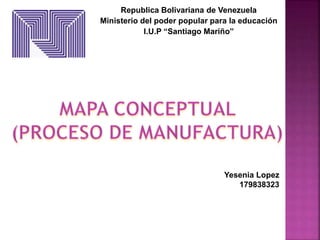 Republica Bolivariana de Venezuela
Ministerio del poder popular para la educación
I.U.P “Santiago Mariño”
Yesenia Lopez
179838323
 