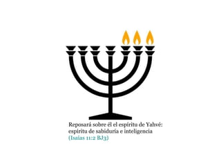 Reposará sobre él el espíritu de Yahvé:
espíritu de sabiduría e inteligencia
(Isaías 11:2 BJ3)
 