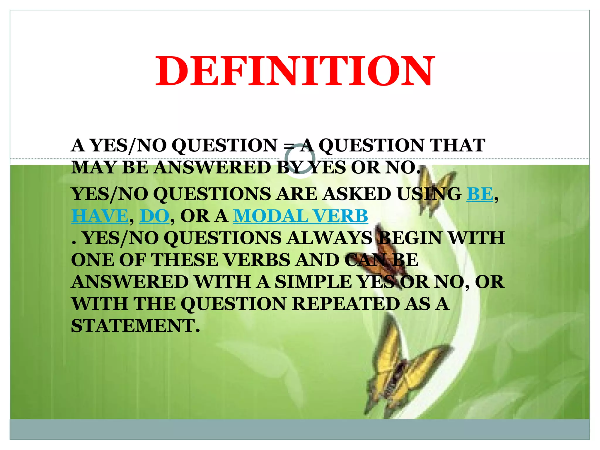 Yes or no question | PPT