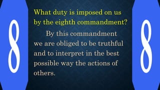 OFFENSES AGAINST TRUTH:
Most direct offense against the truth (CCC 2483-84, CFC 1261-
62)
1. Lying- profanation of speech,...