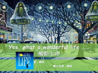 Yes, what a wonderful life ……
          觸動生命
       來源：網絡
               圖片來源：網絡
 