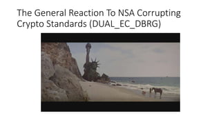 The General Reaction To NSA Corrupting
Crypto Standards (DUAL_EC_DBRG)
 