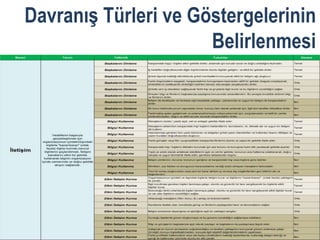 Davranış Türleri ve Göstergelerinin
                      Belirlenmesi
 