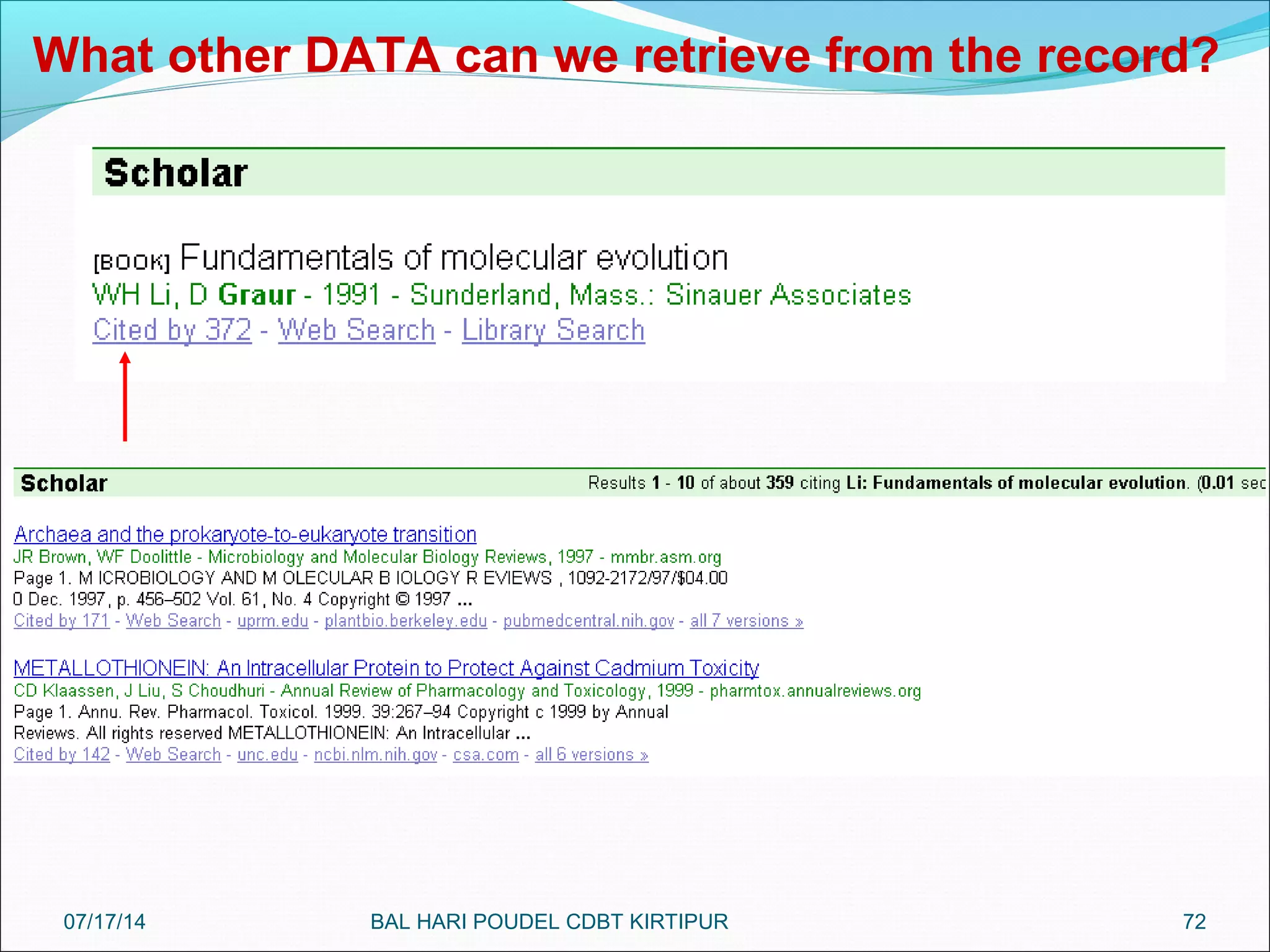 72
What other DATA can we retrieve from the record?
07/17/14 BAL HARI POUDEL CDBT KIRTIPUR
 