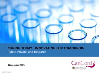 1
November 2015
CONFIDENTIAL
Public, Private, and Research
CURING TODAY…INNOVATING FOR TOMORROW
 