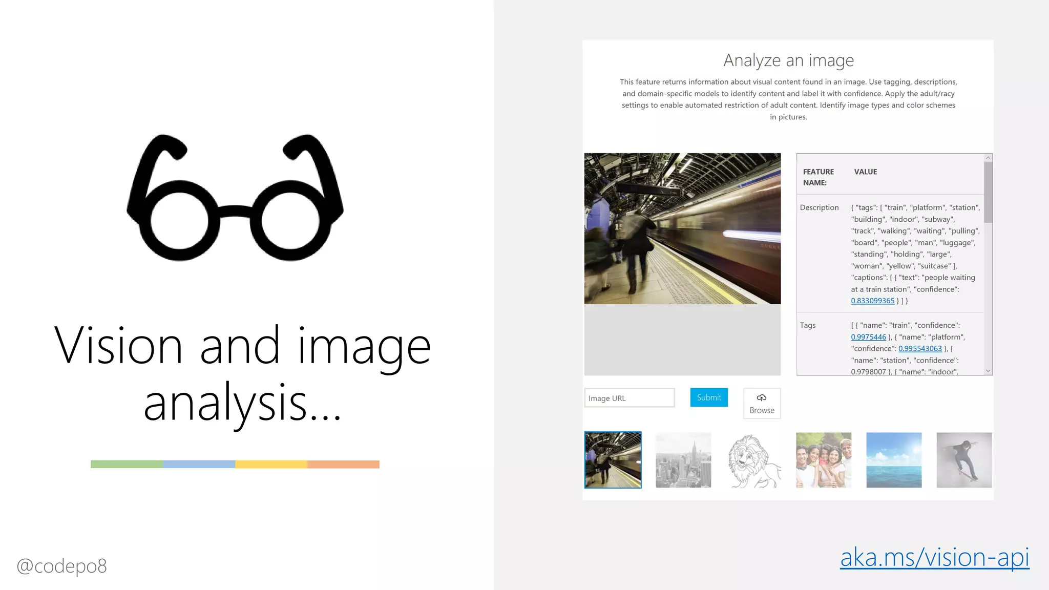 Vision and image
analysis…
aka.ms/vision-api@codepo8
 