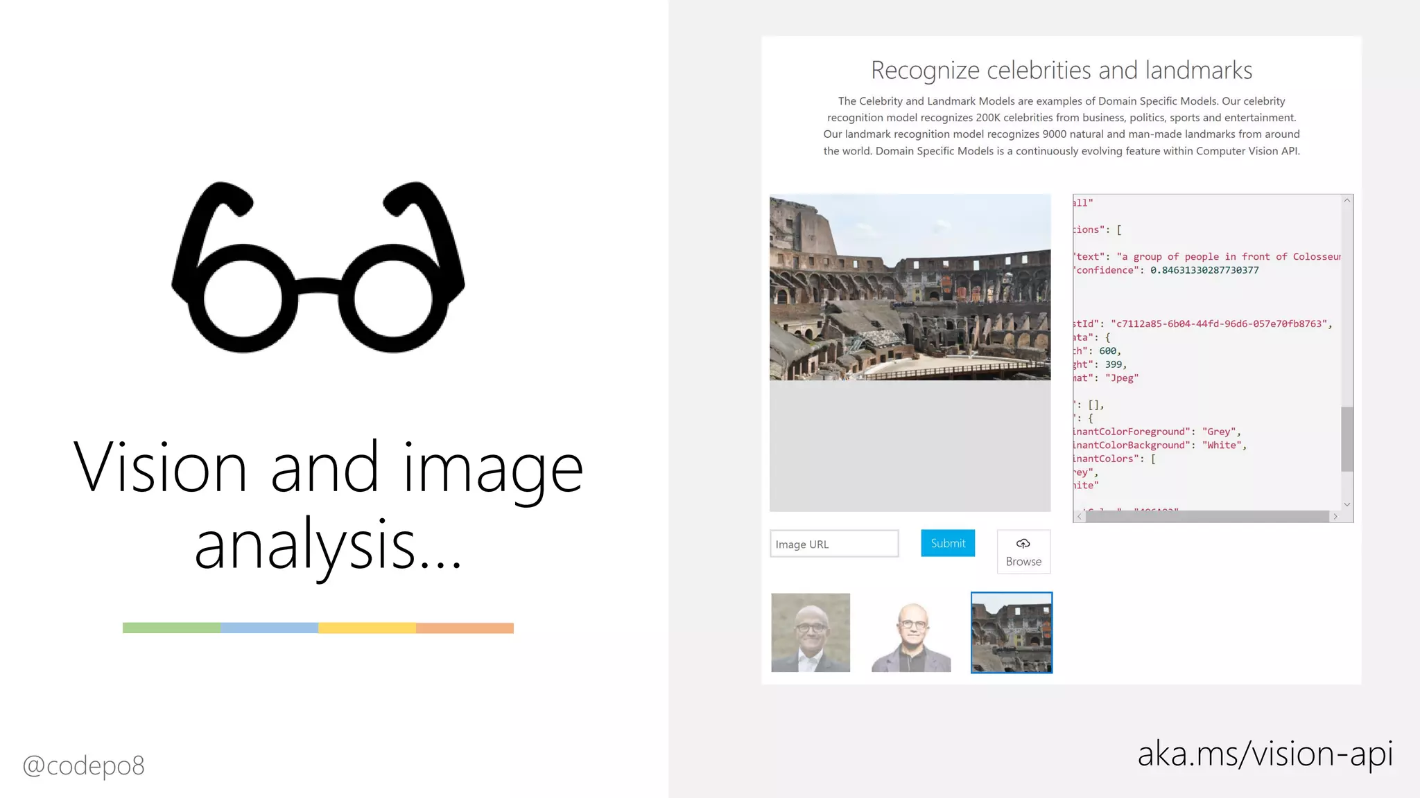 Vision and image
analysis…
aka.ms/vision-api@codepo8
 