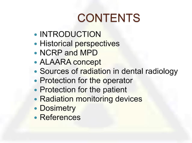 Radiation protection and dosimetry in dental radiology | PPTX | Dental ...