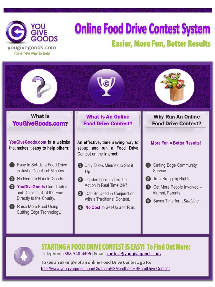 YouGiveGoods OnLine Food Drive Contest System FlyerCOG
