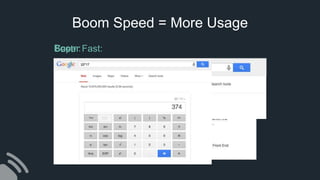 Boom Speed = More Usage
Fast:Super Fast:Boom:
 